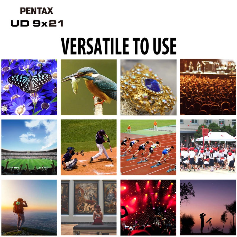 PENTAX Binoculars UD 9x21 - Gray and Orange. A bright and clear field of view, lightweight body with roof prism, Fully Multi-Coated optics, 9x magnification, ideal for concerts, sports, traveling. - Image 5